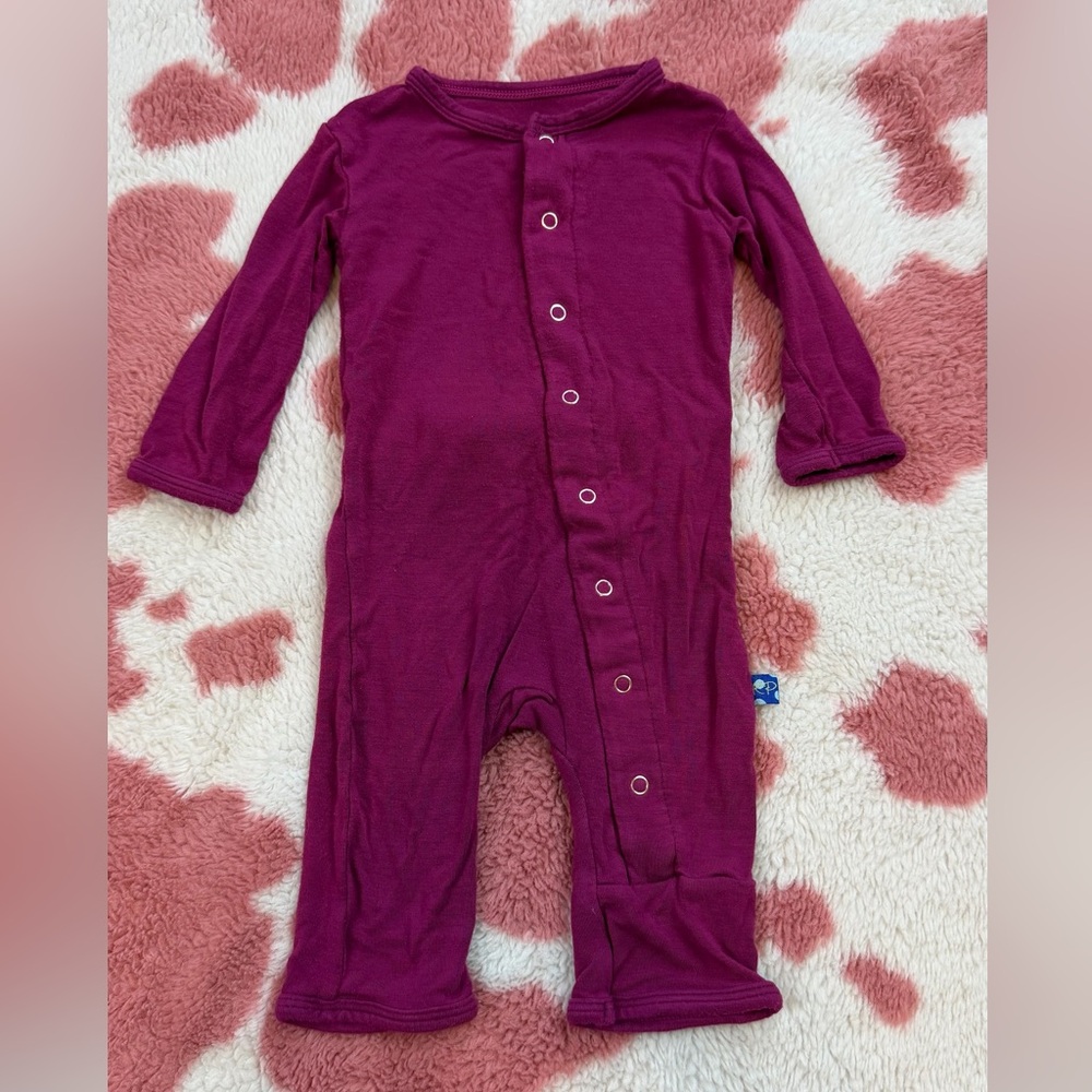 Kickee Pants Bamboo One Piece Coverall Drop Seat Purple Newborn Pajama